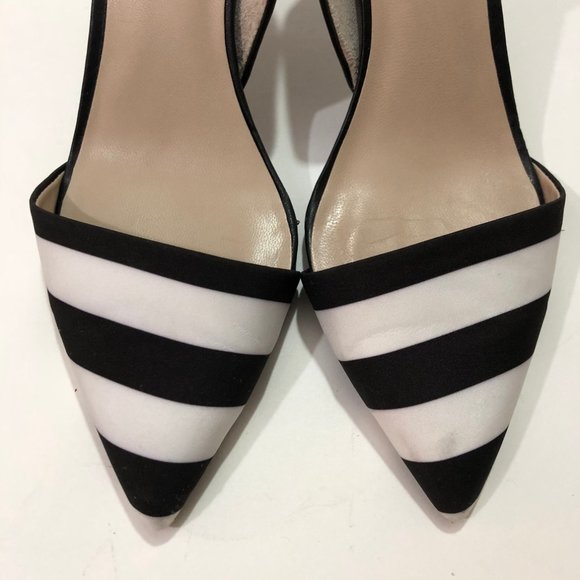 ZARA Shoes Black and White Striped Heel Size 7 - Picture 2 of 8
